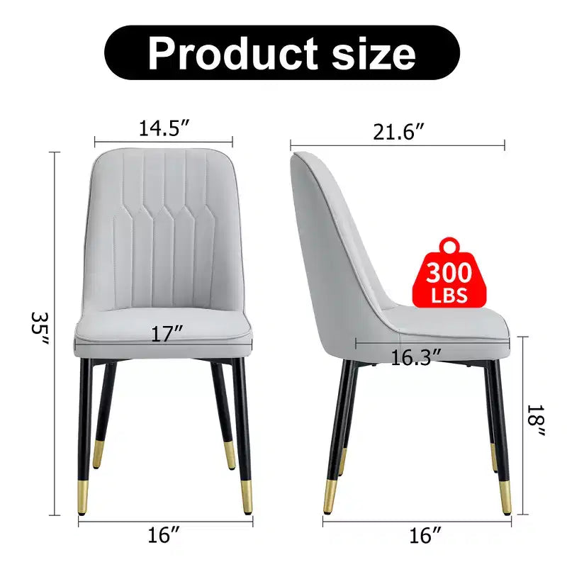 Zeus & Ruta 2er-Set Esszimmerstühle mit PU-Kissen & Metallbeinen, Ideal für Küche, Esszimmer & Wohnzimmer