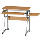Kompakter Computertisch mit Seitenablage und Tastaturauszug, Kirschbaum