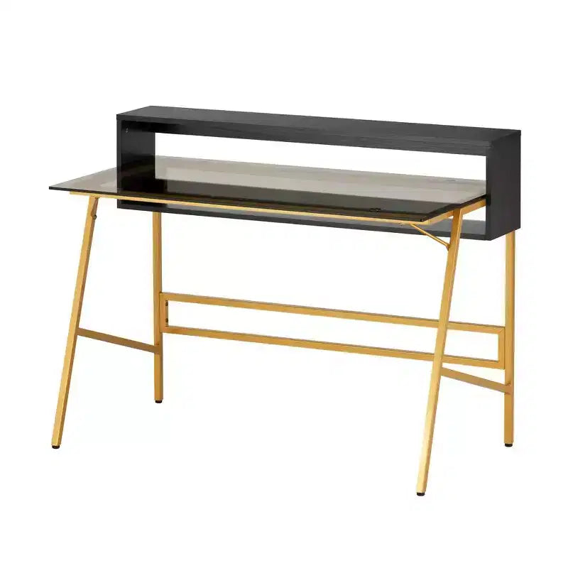 Techni Mobili Home-Office-Schreibtisch mit Erhöhung, Gold