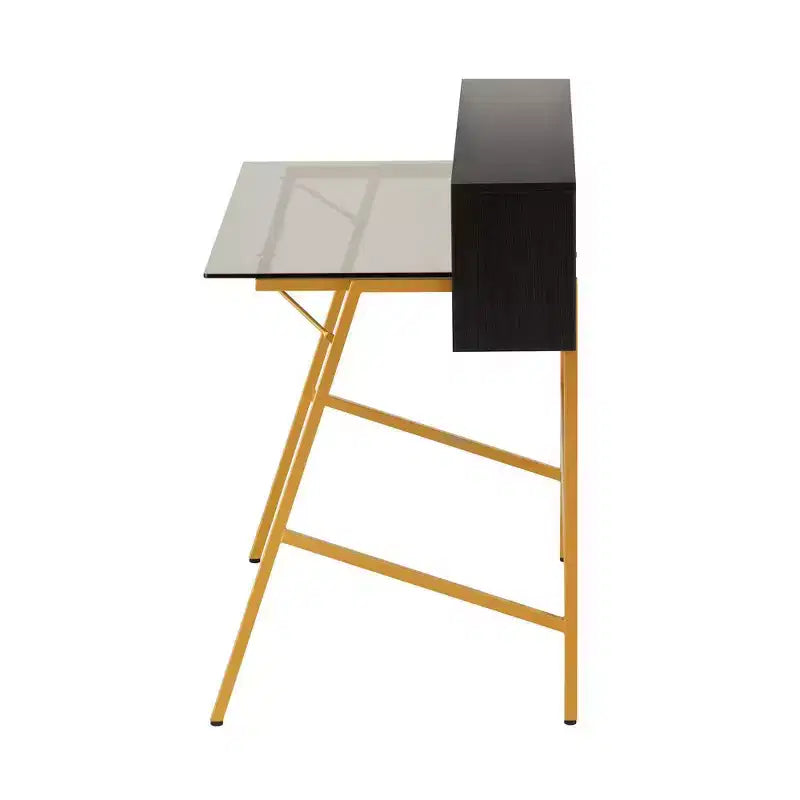 Techni Mobili Home-Office-Schreibtisch mit Erhöhung, Gold