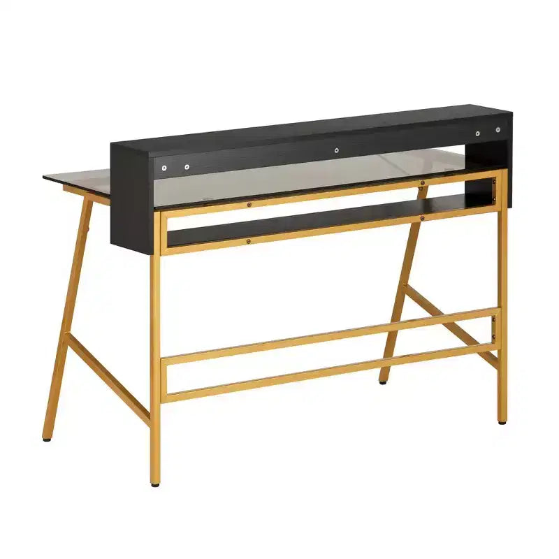 Techni Mobili Home-Office-Schreibtisch mit Erhöhung, Gold