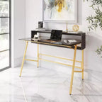 Techni Mobili Home-Office-Schreibtisch mit Erhöhung, Gold