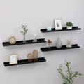 Wall Shelf Set of 4 Black MDF 23.6x3.5x1.2 in Wall mounting
