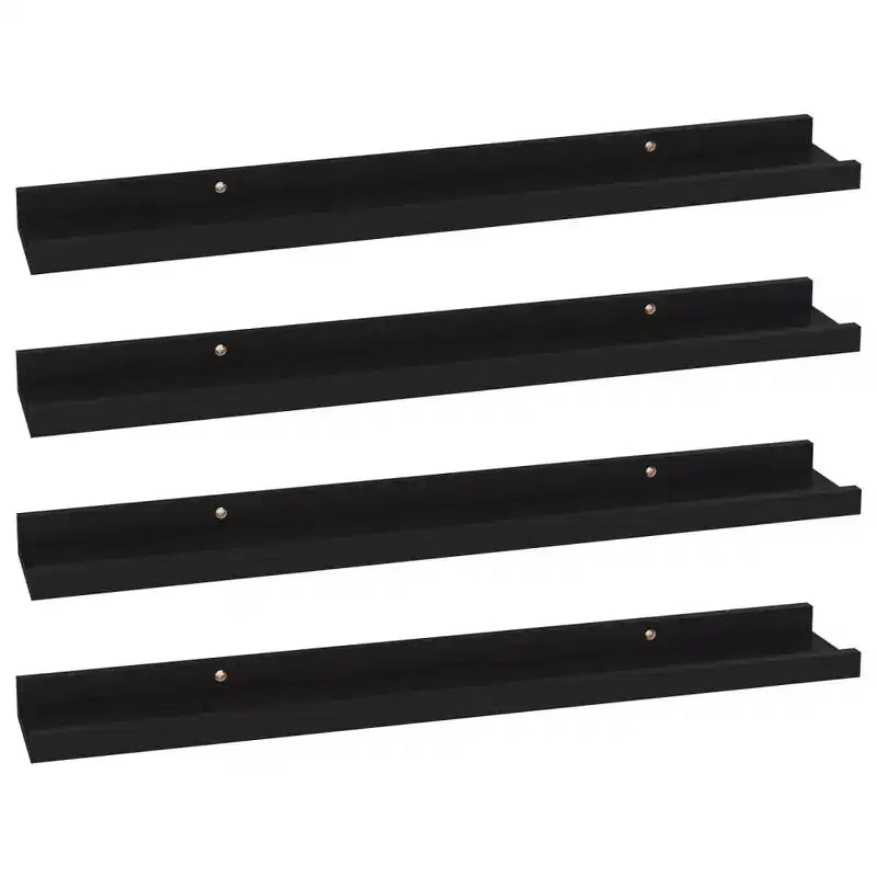 Wandregal-Set 4-teilig Schwarz MDF 60x9x3 cm Wandmontage