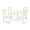 HomeStock 5-Pc Linen White Finish Solid Wood Top - Dining Room Set with Dropleaf - Seats 4