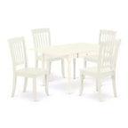 HomeStock 5-Pc Linen White Finish Solid Wood Top - Dining Room Set with Dropleaf - Seats 4