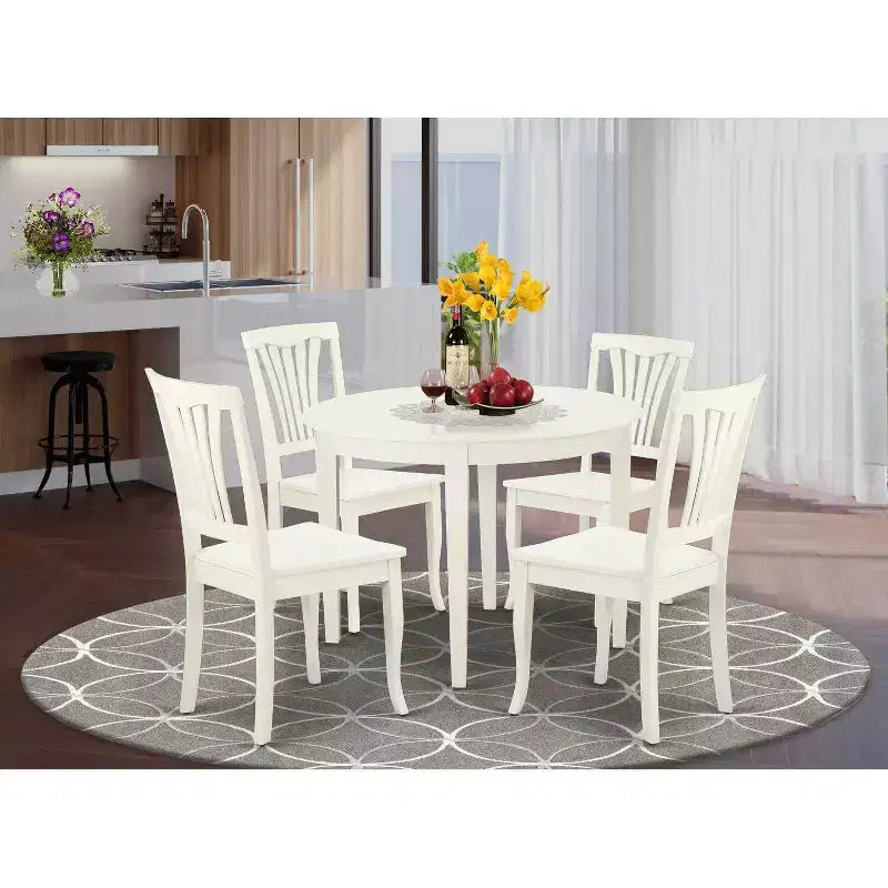 Retro-Essgruppe 5-teilig – 107-cm-Tisch & 4 Stühle – Küchenmöbel im Renaissancestil