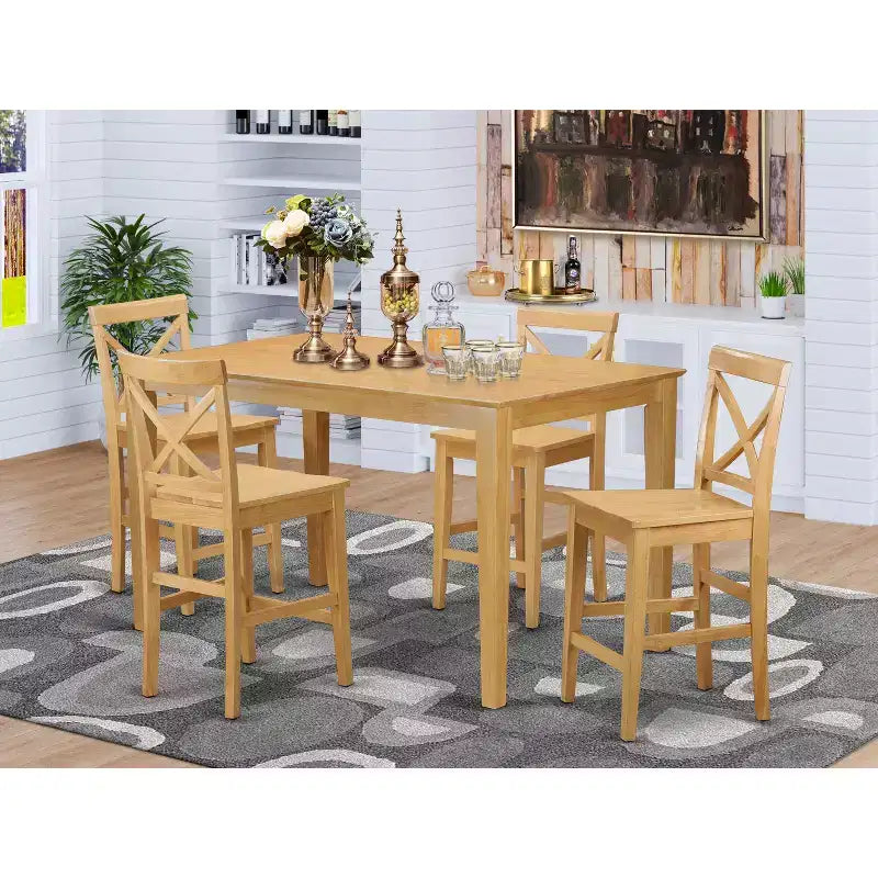 Bartisch-Essgruppe – Stehtisch & Barhocker mit Rückenlehne – Modernes Küchenset