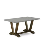 HomeStock 7-teiliger Esstisch mit Tischplatte aus Massivholz im Used-Look mit jakobinischem Finish und 6 Stühlen
