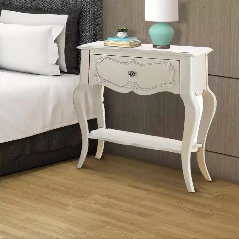 Royal Hampton Wood Nightstand By Edalene, Pearl White