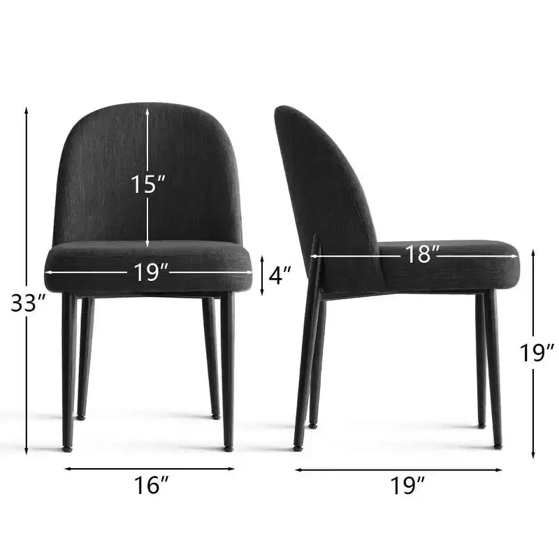 Armlose Polster Esszimmerstühle 4er-Set, Seitenstühle aus Leinenmischgewebe mit Metallbeinen, Moderne Küchen-Esszimmerstühle - Panipeachy