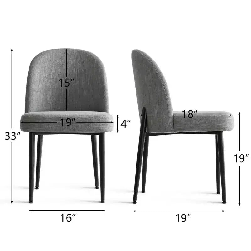 Armlose Polster Esszimmerstühle 4er-Set, Seitenstühle aus Leinenmischgewebe mit Metallbeinen, Moderne Küchen-Esszimmerstühle - Panipeachy