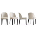 Armless Upholstered Dining Chairs Set of 4, Linen Blend Fabric Side Chairs with Metal Legs, Modern Kitchen Dining Room Chairs - Panipeachy