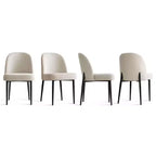Armless Upholstered Dining Chairs Set of 4, Linen Blend Fabric Side Chairs with Metal Legs, Modern Kitchen Dining Room Chairs - Panipeachy