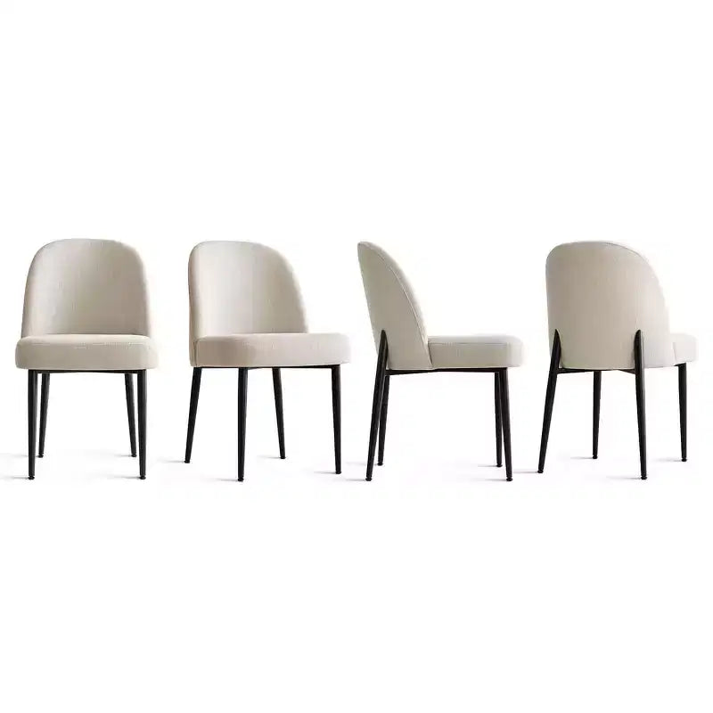 Armless Upholstered Dining Chairs Set of 4, Linen Blend Fabric Side Chairs with Metal Legs, Modern Kitchen Dining Room Chairs - Panipeachy