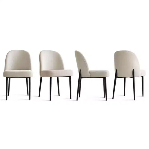 Armless Upholstered Dining Chairs Set of 4, Linen Blend Fabric Side Chairs with Metal Legs, Modern Kitchen Dining Room Chairs - Panipeachy