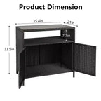 Aufbewahrungsschrank aus Harzgeflecht, vielseitiger Outdoor-/Indoor-Organizer mit geräumiger Tischplatte und Ablage, ideal für Terrasse, Garten, Pool oder Küche