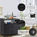 Aufbewahrungsschrank aus Harzgeflecht, vielseitiger Outdoor-/Indoor-Organizer mit geräumiger Tischplatte und Ablage, ideal für Terrasse, Garten, Pool oder Küche