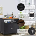 Aufbewahrungsschrank aus Harzgeflecht, vielseitiger Outdoor-/Indoor-Organizer mit geräumiger Tischplatte und Ablage, ideal für Terrasse, Garten, Pool oder Küche