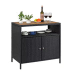 Resin Wicker Storage Cabinet, Versatile Outdoor/Indoor Organizer with Spacious Tabletop and Shelf, Ideal for Patio, Garden, Poolside, or Kitchen Use