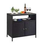 Aufbewahrungsschrank aus Harzgeflecht, vielseitiger Outdoor-/Indoor-Organizer mit geräumiger Tischplatte und Ablage, ideal für Terrasse, Garten, Pool oder Küche