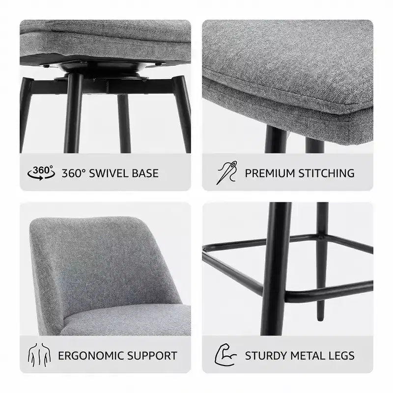 Homy Casa 2er-Set drehbarer Barhocker in Thekenhöhe mit gepolsterten Sitzen, Sitzhöhe 65 cm