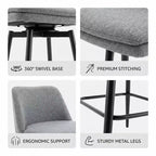 Homy Casa 2er-Set drehbarer Barhocker in Thekenhöhe mit gepolsterten Sitzen, Sitzhöhe 65 cm