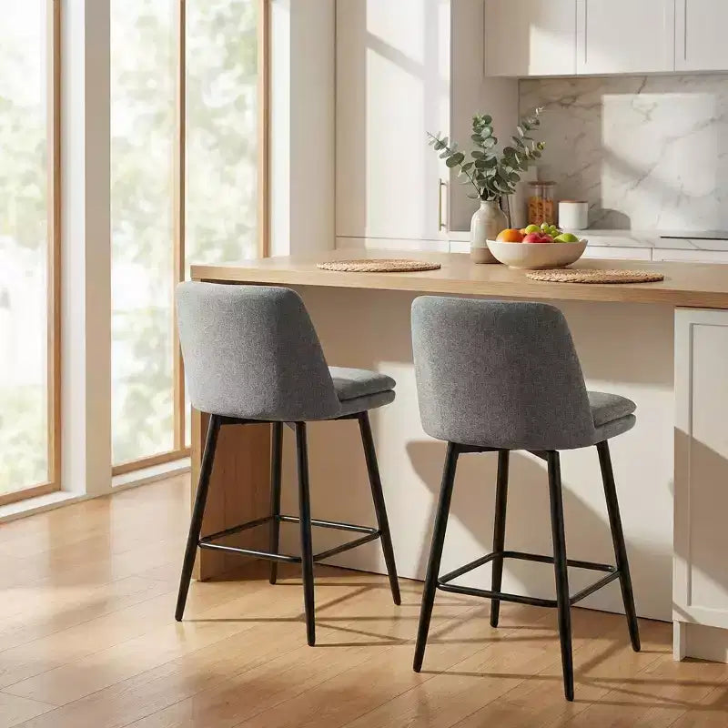 Homy Casa 2er-Set drehbarer Barhocker in Thekenhöhe mit gepolsterten Sitzen, Sitzhöhe 65 cm