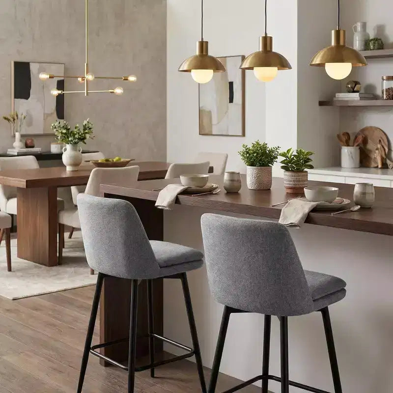Homy Casa 2er-Set drehbarer Barhocker in Thekenhöhe mit gepolsterten Sitzen, Sitzhöhe 65 cm