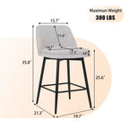 Homy Casa 2er-Set drehbarer Barhocker in Thekenhöhe mit gepolsterten Sitzen, Sitzhöhe 65 cm