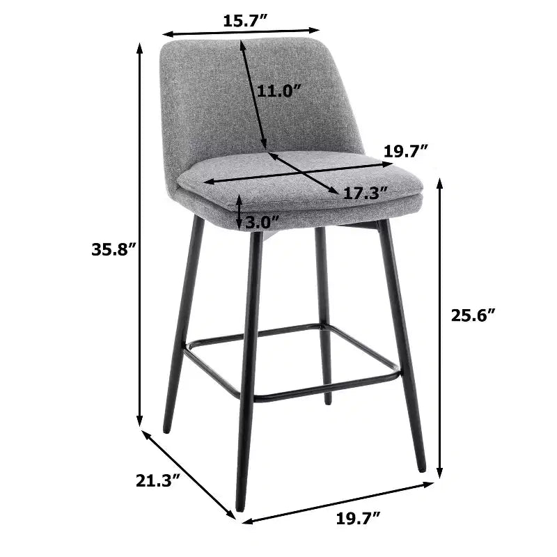 Homy Casa 2er-Set drehbarer Barhocker in Thekenhöhe mit gepolsterten Sitzen, Sitzhöhe 65 cm