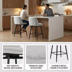Homy Casa 2er-Set drehbarer Barhocker in Thekenhöhe mit gepolsterten Sitzen, Sitzhöhe 65 cm