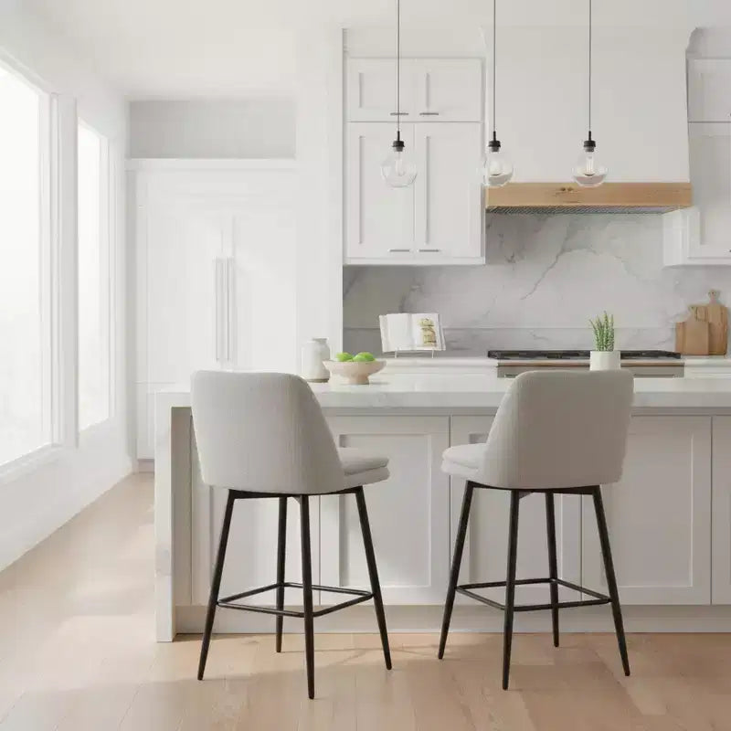 Homy Casa 2er-Set drehbarer Barhocker in Thekenhöhe mit gepolsterten Sitzen, Sitzhöhe 65 cm