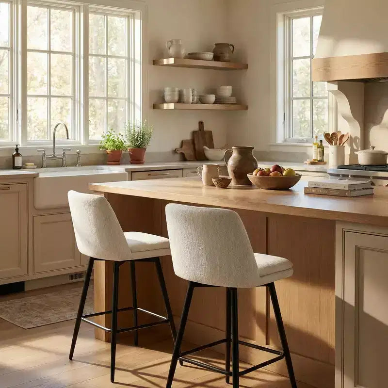 Homy Casa 2er-Set drehbarer Barhocker in Thekenhöhe mit gepolsterten Sitzen, Sitzhöhe 65 cm