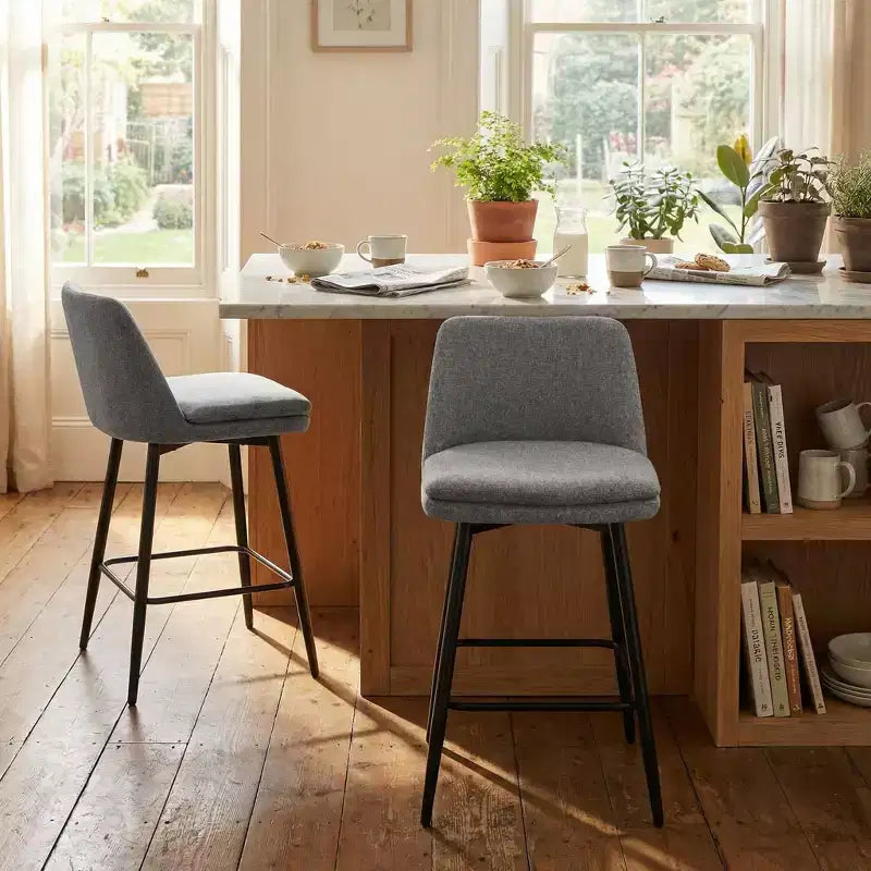 Homy Casa Set of 2 Counter Height Swivel Bar Stools with Upholstered Seats, 25.6 Seat Height