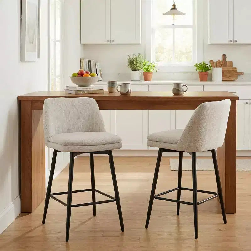 Homy Casa 2er-Set drehbarer Barhocker in Thekenhöhe mit gepolsterten Sitzen, Sitzhöhe 65 cm
