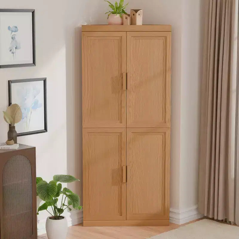 MAYEERTY Modern 4 Doors Utility Storage Cabinets Efficient Storage for Living Room Dining Room Bedroom Beige 2 Piece