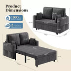 3-in-1 Schlafsofa, 56 Zoll breites Zweiersofa mit Schlaffunktion, ausziehbares Schlafsofa in voller Größe mit Getränkehaltern, für Wohnzimmer, Schlafzimmer, Apartment