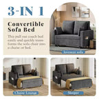 3-in-1 Schlafsofa, 56 Zoll breites Zweiersofa mit Schlaffunktion, ausziehbares Schlafsofa in voller Größe mit Getränkehaltern, für Wohnzimmer, Schlafzimmer, Apartment