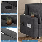 3-in-1 Schlafsofa, 56 Zoll breites Zweiersofa mit Schlaffunktion, ausziehbares Schlafsofa in voller Größe mit Getränkehaltern, für Wohnzimmer, Schlafzimmer, Apartment