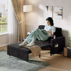 3-in-1 Schlafsofa, 56 Zoll breites Zweiersofa mit Schlaffunktion, ausziehbares Schlafsofa in voller Größe mit Getränkehaltern, für Wohnzimmer, Schlafzimmer, Apartment