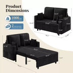 3-in-1 Schlafsofa, 56 Zoll breites Zweiersofa mit Schlaffunktion, ausziehbares Schlafsofa in voller Größe mit Getränkehaltern, für Wohnzimmer, Schlafzimmer, Apartment
