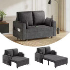 3-in-1 Schlafsofa, 56 Zoll breites Zweiersofa mit Schlaffunktion, ausziehbares Schlafsofa in voller Größe mit Getränkehaltern, für Wohnzimmer, Schlafzimmer, Apartment