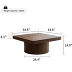 Okak Vintage Quadratischer Couchtisch mit geriffelter und Parkettmuster-Oberfläche, Couchtisch aus Massivholzfurnier für Wohnzimmer, Schlafzimmer