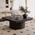 Okak Vintage Quadratischer Couchtisch mit geriffelter und Parkettmuster-Oberfläche, Couchtisch aus Massivholzfurnier für Wohnzimmer, Schlafzimmer