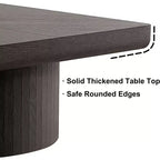 Okak Vintage Quadratischer Couchtisch mit geriffelter und Parkettmuster-Oberfläche, Couchtisch aus Massivholzfurnier für Wohnzimmer, Schlafzimmer