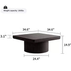 Okak Vintage Quadratischer Couchtisch mit geriffelter und Parkettmuster-Oberfläche, Couchtisch aus Massivholzfurnier für Wohnzimmer, Schlafzimmer
