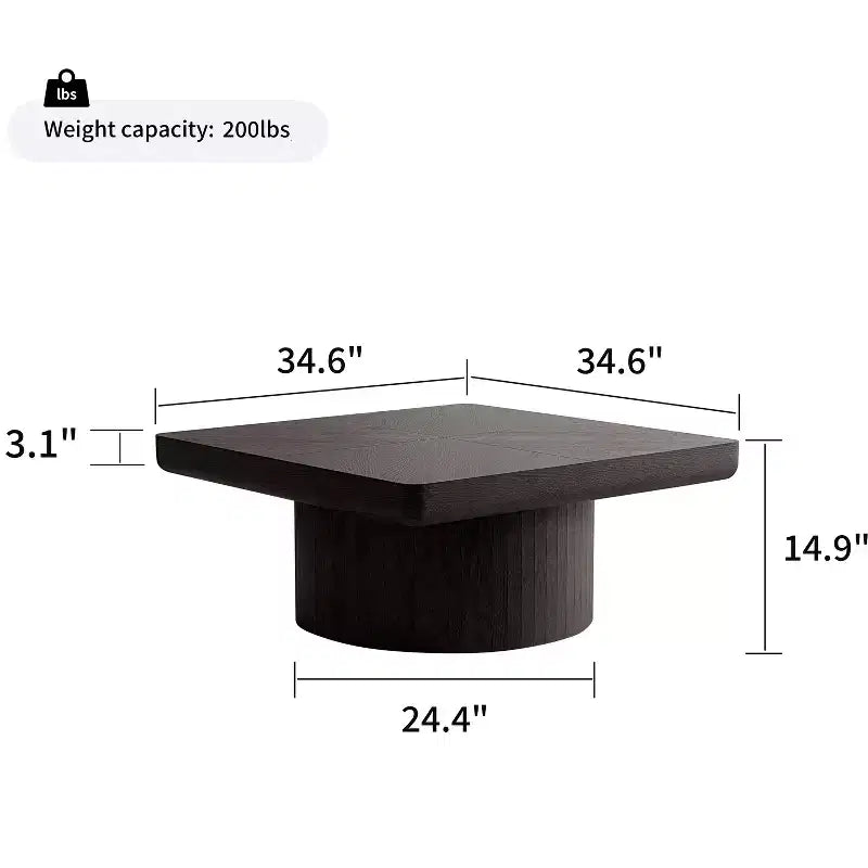 Okak Vintage Quadratischer Couchtisch mit geriffelter und Parkettmuster-Oberfläche, Couchtisch aus Massivholzfurnier für Wohnzimmer, Schlafzimmer