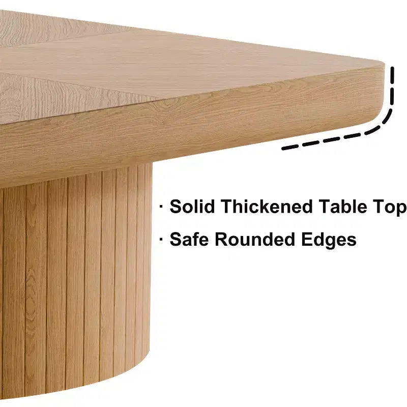 Okak Vintage Quadratischer Couchtisch mit geriffelter und Parkettmuster-Oberfläche, Couchtisch aus Massivholzfurnier für Wohnzimmer, Schlafzimmer