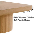 Okak Vintage Quadratischer Couchtisch mit geriffelter und Parkettmuster-Oberfläche, Couchtisch aus Massivholzfurnier für Wohnzimmer, Schlafzimmer